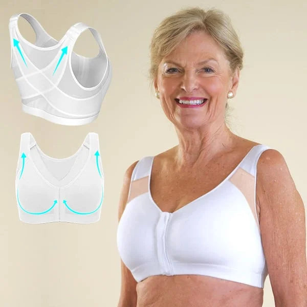 Helen Bra-Front Closure Posture Wireless Back Support Full Coverage Bra  (BUY 1 GET 2 FREE)-White - Woobilly