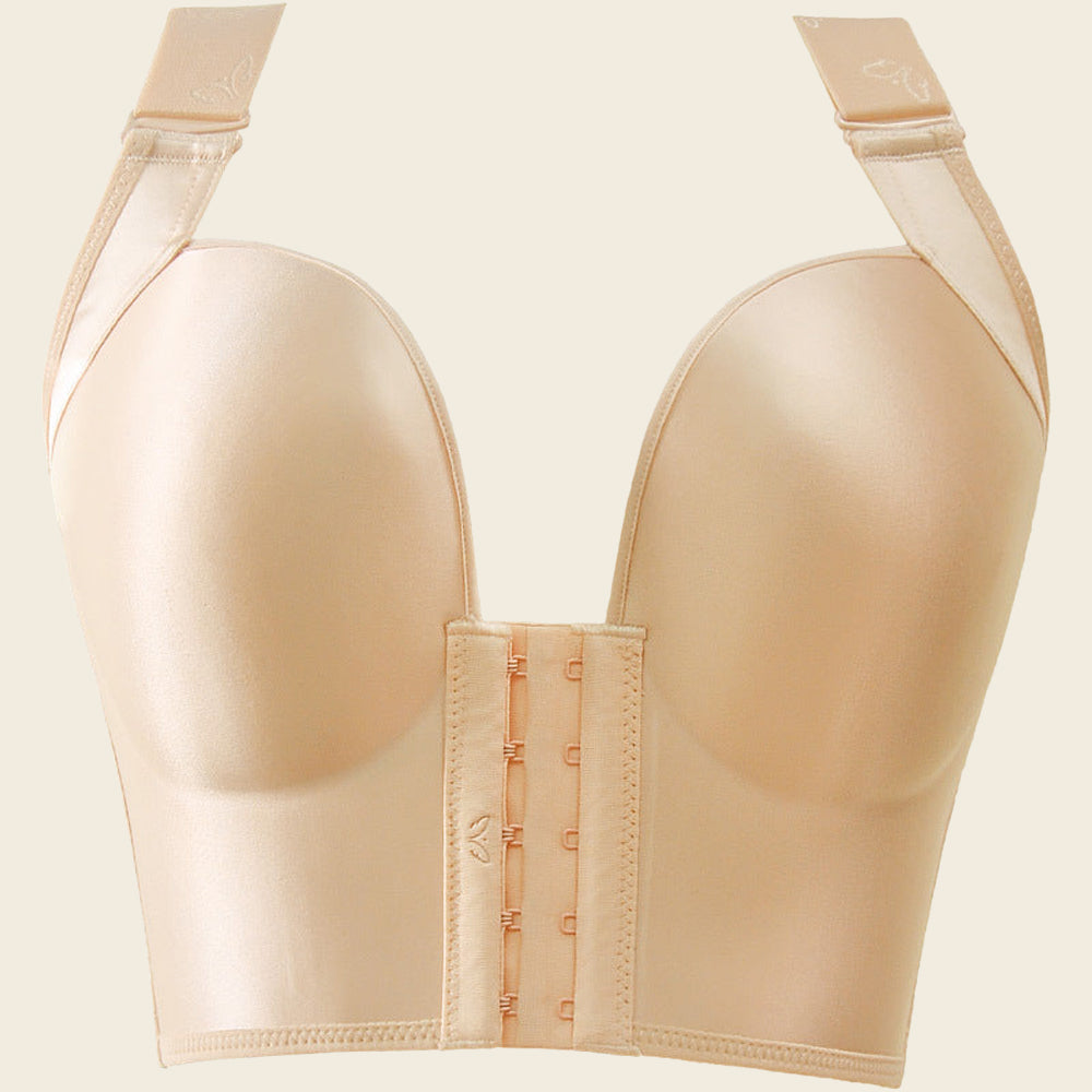 Helen Bra®-Front Closure Back Smoothing Bra-Black+Nude