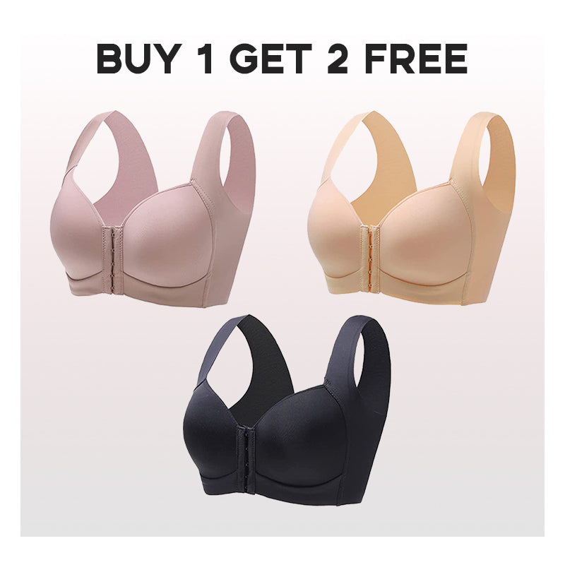 Helen Bra®-SEAMLESS FRONT CLOSURE WIRE-FREE 5D SHAPING PUSH UP COMFORT BRA (BUY 1 GET 2 FREE)-BLACK