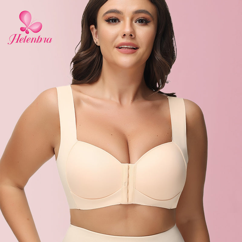 Helen Bra®-SEAMLESS FRONT CLOSURE WIRE-FREE 5D SHAPING PUSH UP COMFORT BRA (BUY 1 GET 2 FREE)-BLACK