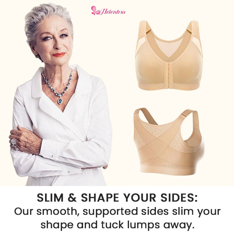 Front Closure Full Coverage Back Support Posture Corrector Bra for Women 