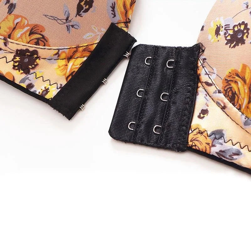 Buy ZITIQUE Women's Front Buckle Floral Embroidered Bra - Black 2024 Online