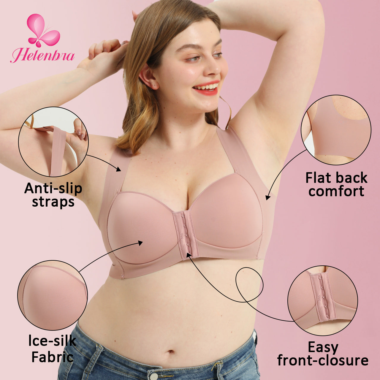 LENSSE Helen Bra- Front Closure Posture Wireless Back Support, Support  Shaping Bra for Women, Black, Small : : Clothing, Shoes &  Accessories