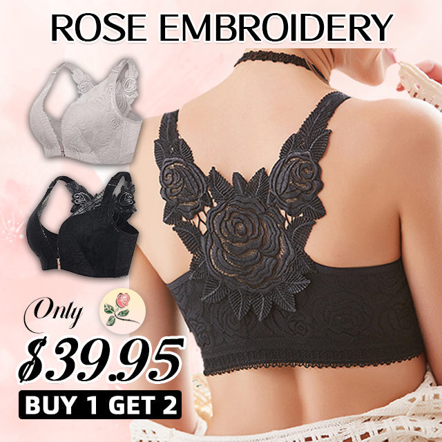 Helen Bra®—Front Fastening '5D' Stereoscopic Rose Embroidery Bra（BUY 1 GET 1 FREE）(2 PACK)