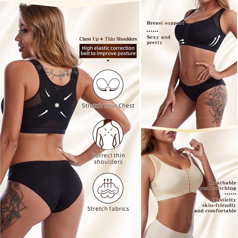 Front Closure Posture Wireless X-Shaped Back Support Full Coverage