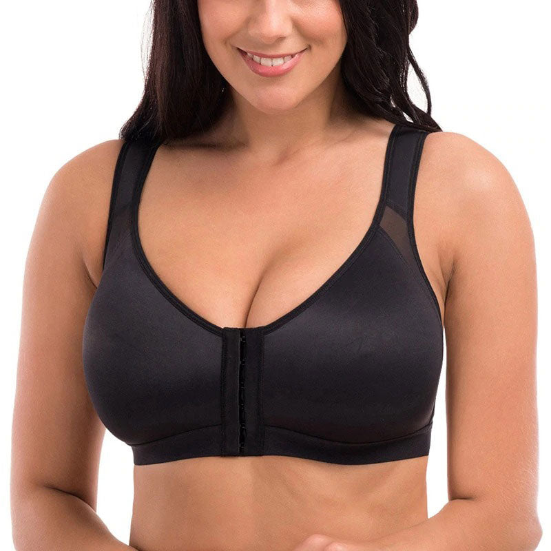 Women's Front Closure Posture Wireless Back Support Full Coverage Bra 